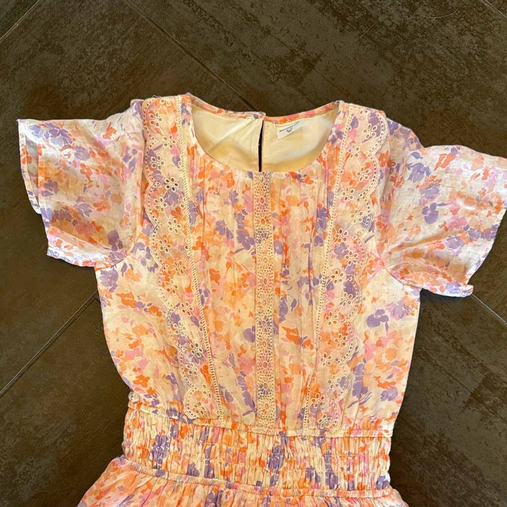 Abercrombie kids Girls Pink & Lavender Short Sleeve floral dress size 14 large - Picture 2 of 8